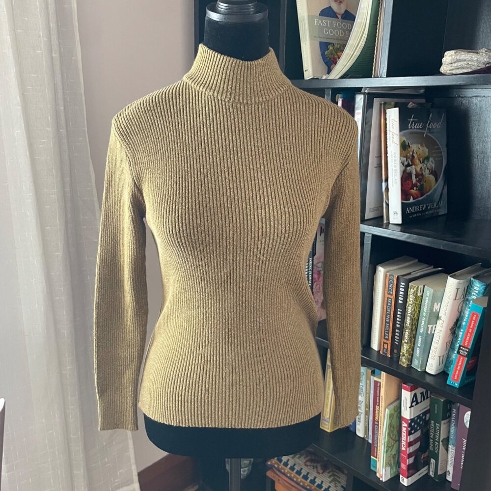 Vintage 90s Compagnie Internationale Express Brown Turtleneck S Metallic Italian